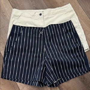 Striped Navy and Beige Women's Shorts
